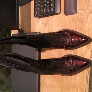 Vaneli women's black suede boots with brown decorative touches. Size 10M.